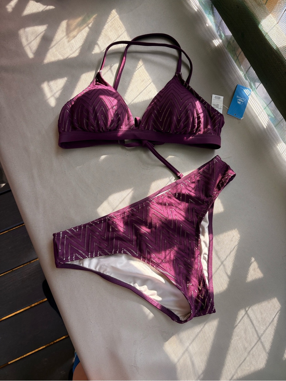 Cupshe Plum Chevron Triangle Bikini Set